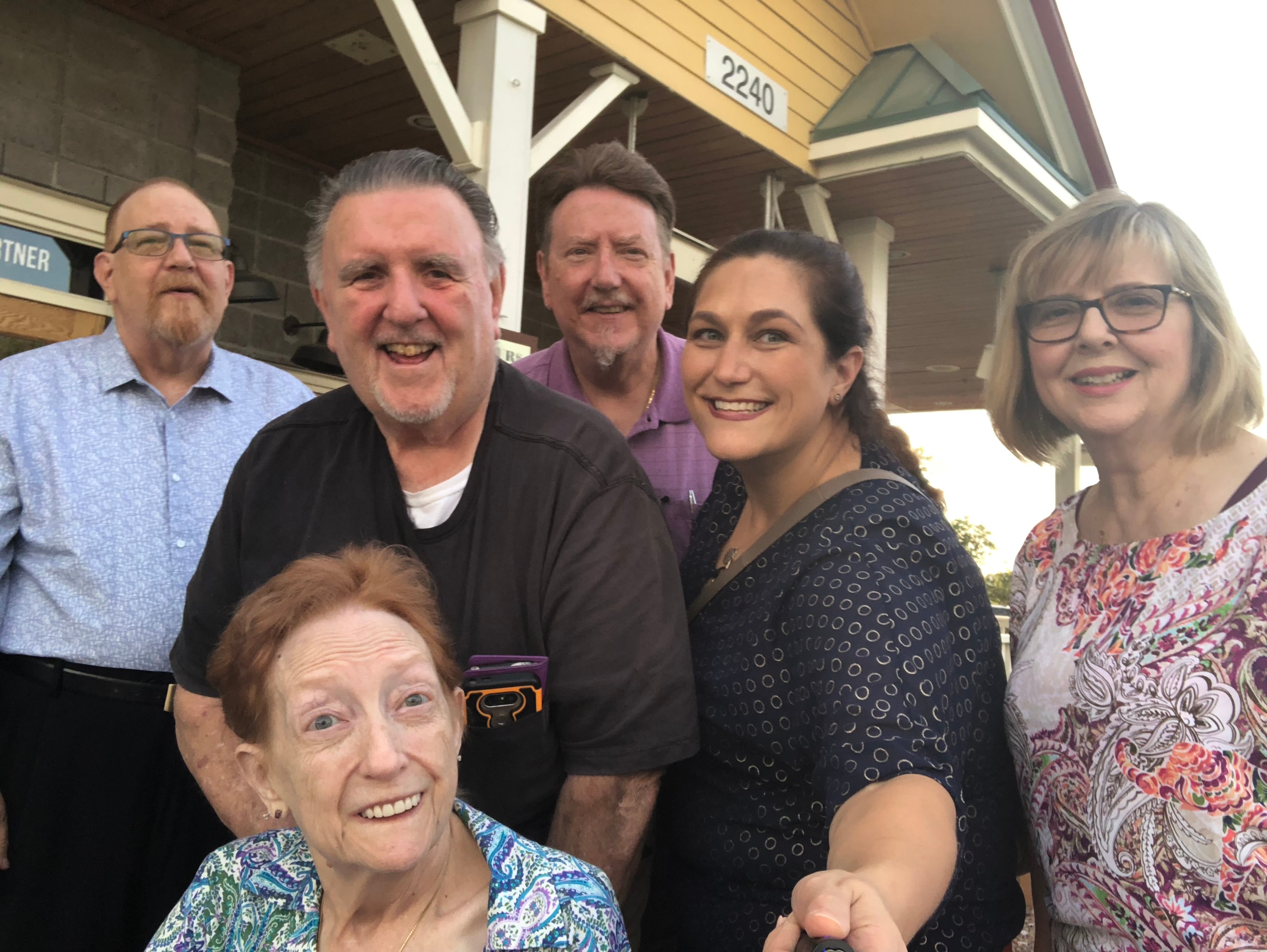 Family outside house
