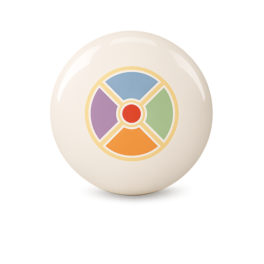 Bank Shot Buddy training ball — color-coded quadrant system
