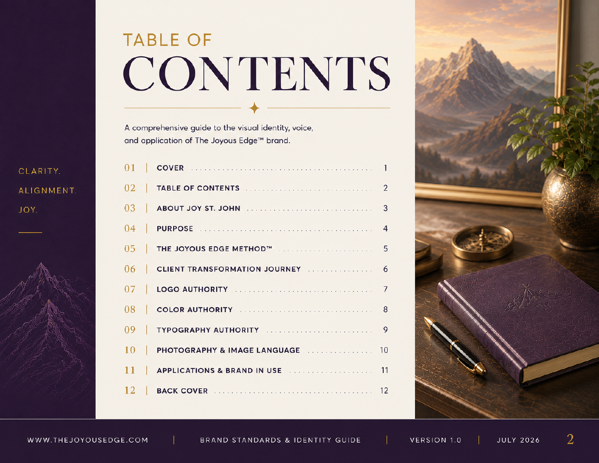 The Joyous Edge brand standards page 2