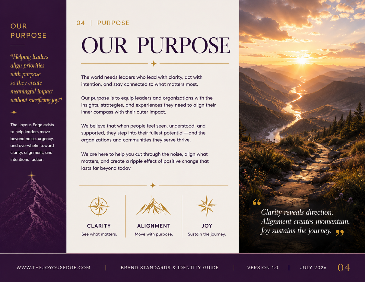 The Joyous Edge brand standards page 4