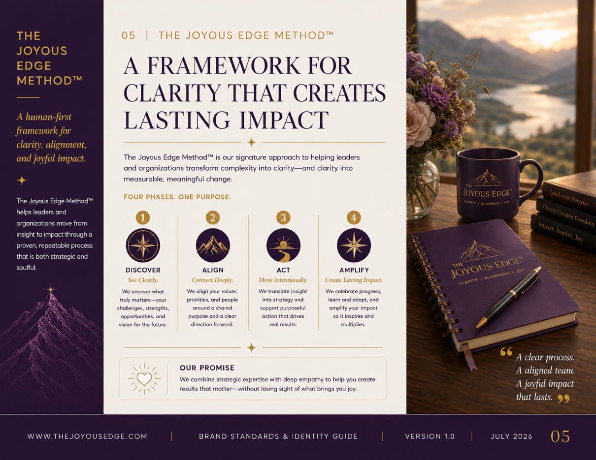 The Joyous Edge brand standards page 5