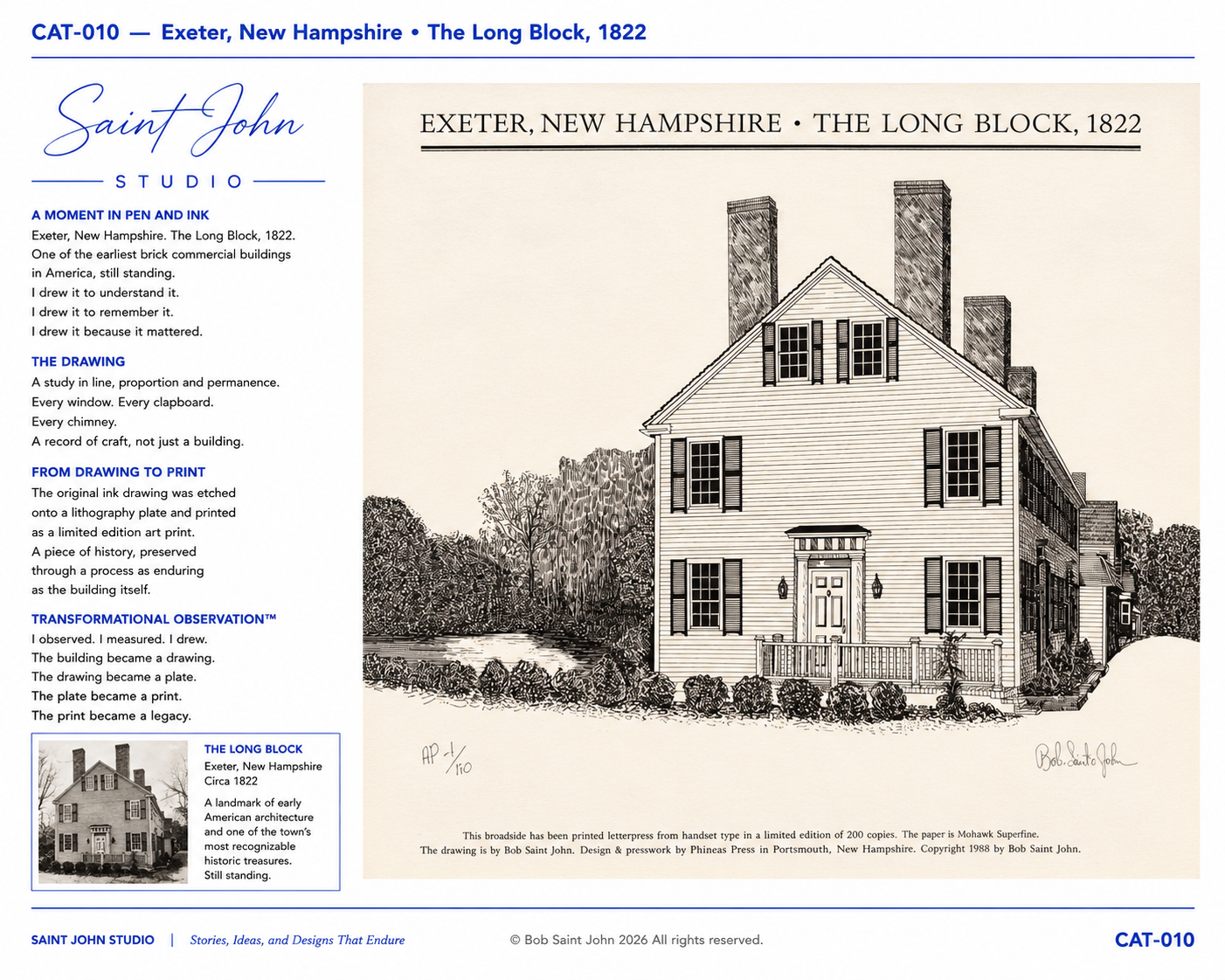 CAT-010 Exeter, New Hampshire — The Long Block, 1822