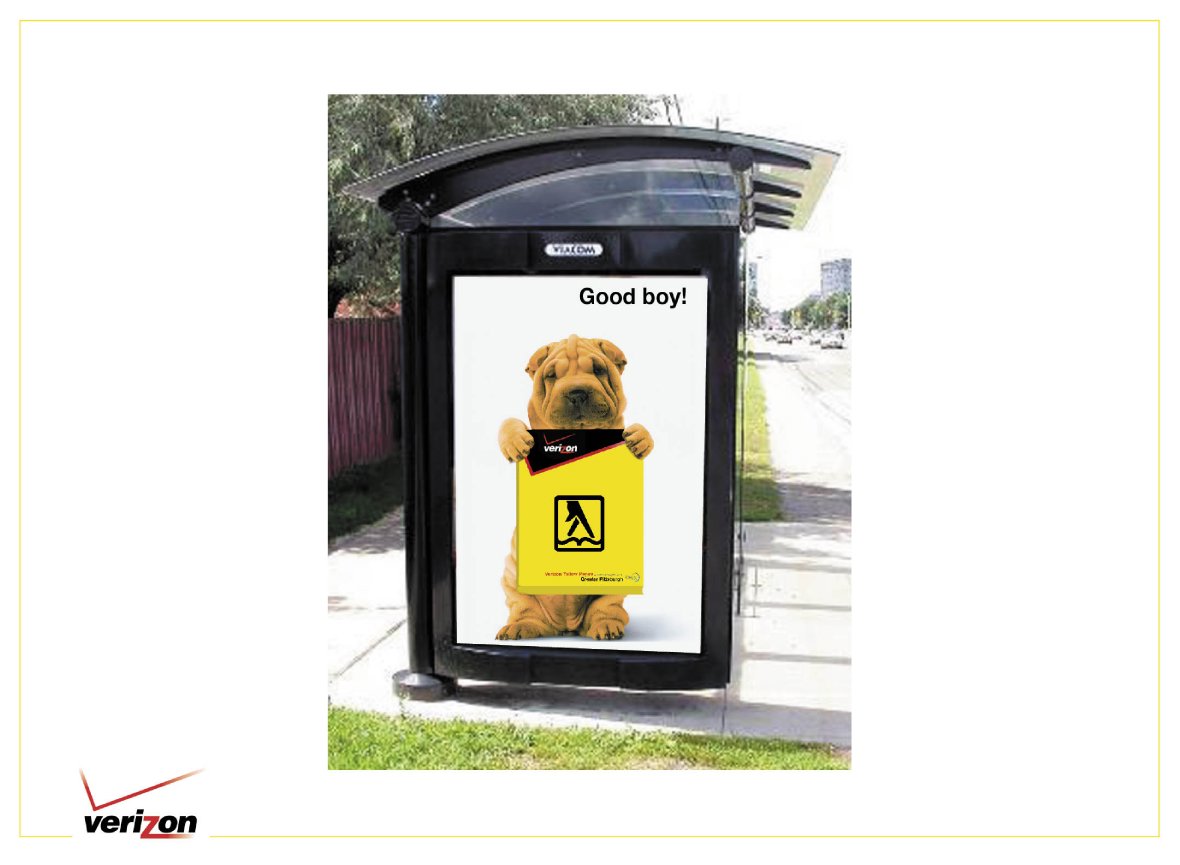 Verizon Yellow Pages Good Boy bus shelter