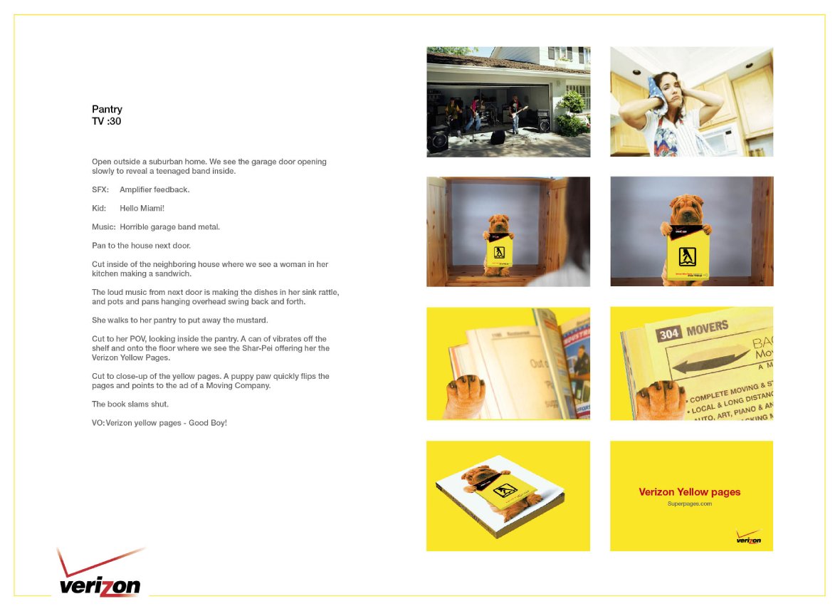 Verizon Yellow Pages Pantry television storyboard