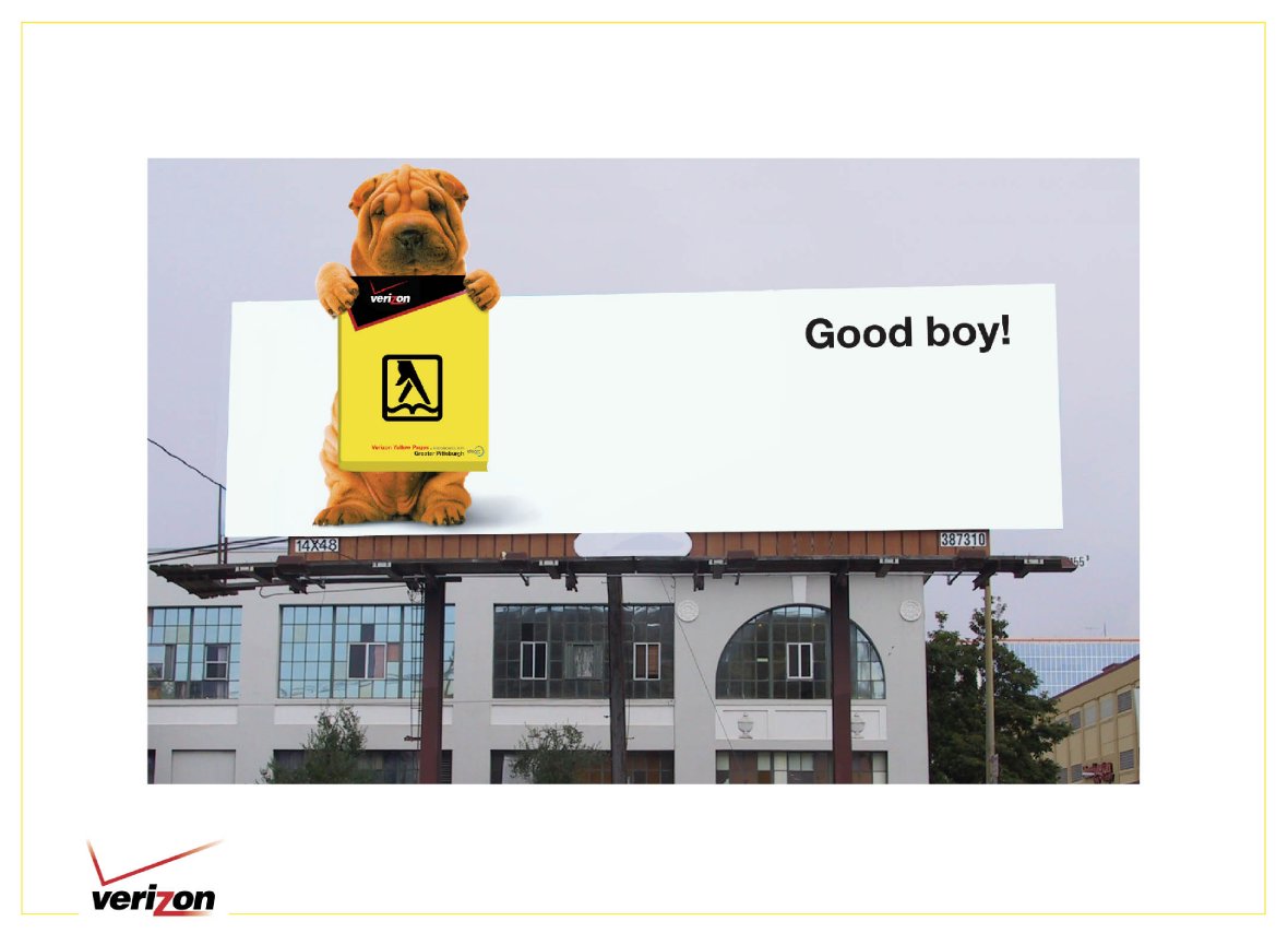 Verizon Yellow Pages Good boy billboard above a building