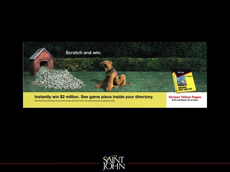 Scratch and win Verizon Yellow Pages outdoor advertisement with Greater Salt Lake City directory