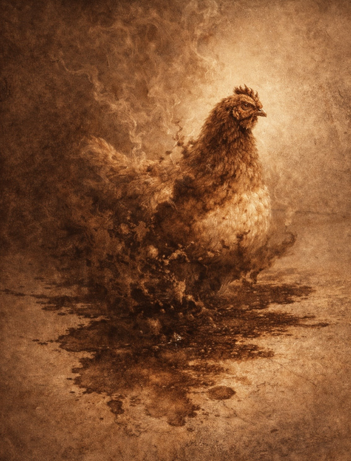 Early transformation of the stain into a chicken image
